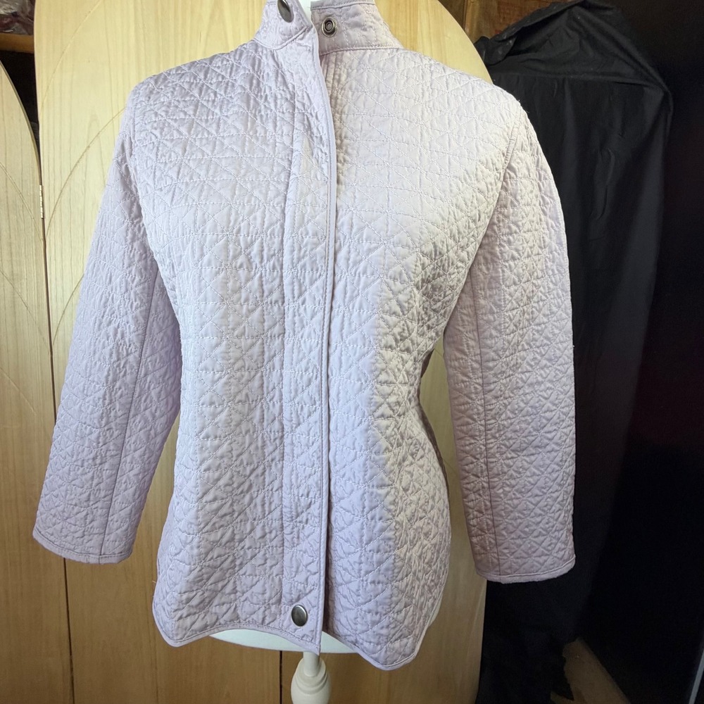 Norton McNaughton Quilted Jacket Women 8P Lavender Snap Front Mock Neck Petite